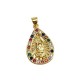 Zircon Brass Charm Teardrop Religious 16x25mm