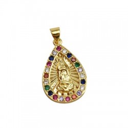 Zircon Brass Charm Teardrop Religious 16x25mm