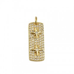 Zircon Brass Pendant Tag Star 28x10mm