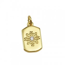 Pendentif en Métal/Laiton avec Zircons 10x17mm