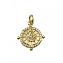 Pendentif en Métal/Laiton avec Zircons 17mm