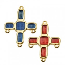 Intercalaire croix en Métal/Zamak émaillé 28x31mm