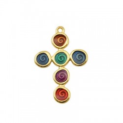 Enameled Zamak Pendant Cross 30x40mm