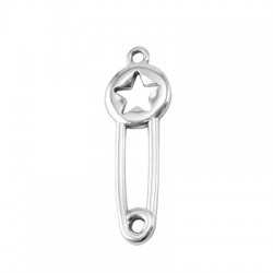 Zamak Pendant Safety Pin Star 14x40mm