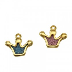 Zamak Charm Crown w/ Enamel 19x14mm