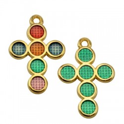 Enameled Zamak Pendant Cross 19x25mm