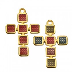 Enameled Zamak Pendant Cross 24x32mm