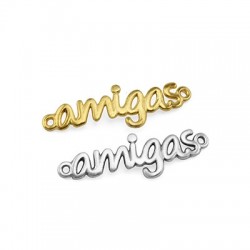 Μεταλλικό Μπρούτζινο Στοιχείο "Amigas" για Μακραμέ 29x10mm