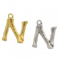Brass Charm Letter "N" 10x13mm