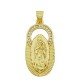 Colgante de Metal Latón Ovalado Virgen con Circonitas 15x30mm