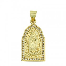 Charm in Ottone Madonna con Zirconi 13x24mm