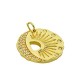 Zircon Brass Charm Round Sun Moon 21mm
