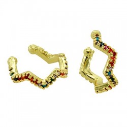 Boucle D'Oreille en Laiton et Zircon 14 x 15 Mm/4.5 mm