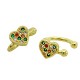 Boucle D'Oreille en Laiton et Zircon en Forme de cœur 11 x 12 mm/6 mm