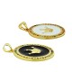 Charm rond en Laiton Émaillé Couronne et Zircon 23 mm