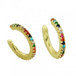 Boucle D'Oreille en Laiton et Zircon 15 x 17 mm/2 mm
