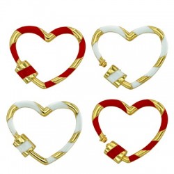 Brass Clasp Lock-Locket Heart w/ Enamel 22x26mm