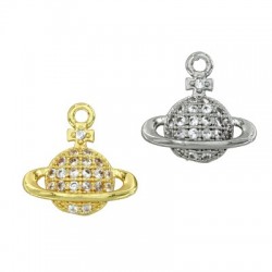 Charm in Ottone Pianeta Saturno con Zirconi 12mm