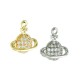 Zircon Brass Charm Planet Saturn 12mm