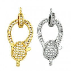 Zircon Brass Lobster Clasp Oval 25x14mm