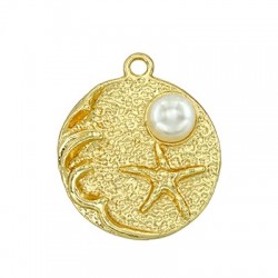 Breloque Ronde en Zamak en Forme D'Étoile de mer avec Perle 20 mm