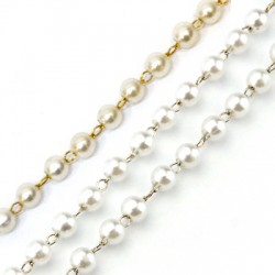 Chaîne maille en Acier Inoxydable 304 avec perles acryliques (ABS) 4mm
