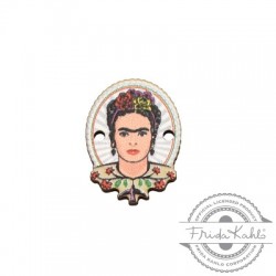 Ξύλινο Στοιχείο Οβάλ Frida Kahlo για Μακραμέ 15x20mm