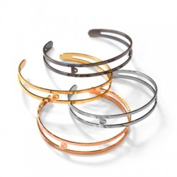 Bracelet Ajustable en Métal/Laiton 9x60mm avec 2 Anneaux