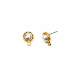 Zamak Earring Round Pearl 10mm