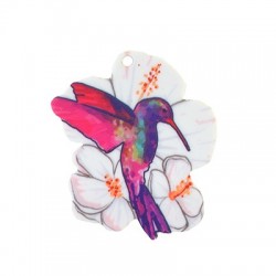 Plexi Acrylic Pendant Flower Bird 42x50mm (2pcs/Set)