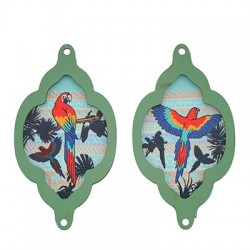 Wooden Pendant Frame Parrot 34x60mm (2pcs/Set)