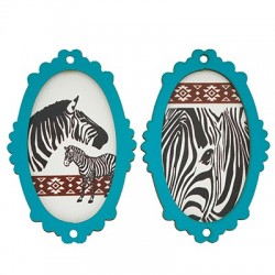 Wooden Pendant Frame Zebra 37x55mm (2pcs/Set)