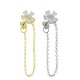 Brass Earring Chain w/ Zircon Flower & Back Safety 11mm