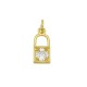 Zircon Brass Charm Padlock 7x15mm