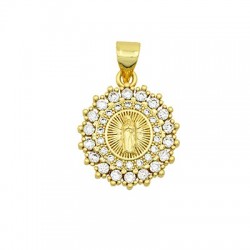 Zircon Brass Charm Oval Religious 15x18mm