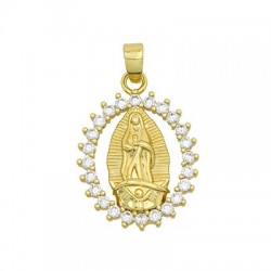 Charm in Ottone Ovale Madonna con Zirconi 16x22mm