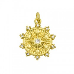 Breloque Ronde Étoile en Laiton et Zircon 18 mm