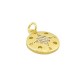 Charm in Ottone Rotondo Bussola con Zirconi 14mm