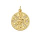 Zircon Brass Charm Round Snake Star Moon 18mm