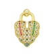 Charm cœur en Laiton et Zircon 17 x 24 mm