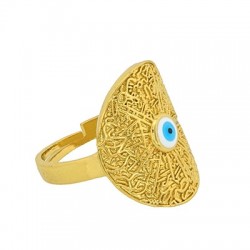 Brass Ring Oval Evil Eye w/ Enamel 21x18mm/21mm