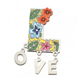 Pendente in Plexiglass "Love" 31x42mm (4pz/Set)