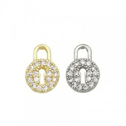 Zircon Brass Charm Padlock 10x7mm