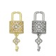 Brass Charm Padlock & Key w/ Zircon 15x9mm & 11x5mm