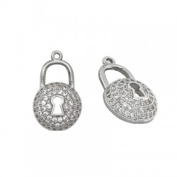 Charm Cadenas rond en Laiton et Zircon 19 x 12 mm