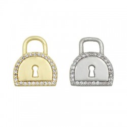 Charm in Ottone Lucchetto con Zirconi 16x13mm