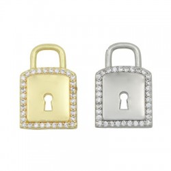 Zircon Brass Charm Padlock 18x12mm