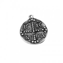 Breloque Ronde en Laiton Moulé « ICXC NIKA » 20 mm