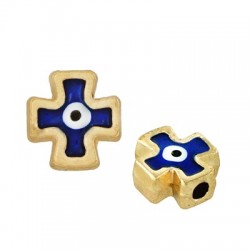 Zamak Slider Cross Evil Eye w/ Enamel 8mm