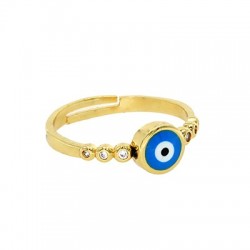 Brass Ring Roundl Evil Eye w/ Enamel 5x10mm/20mm